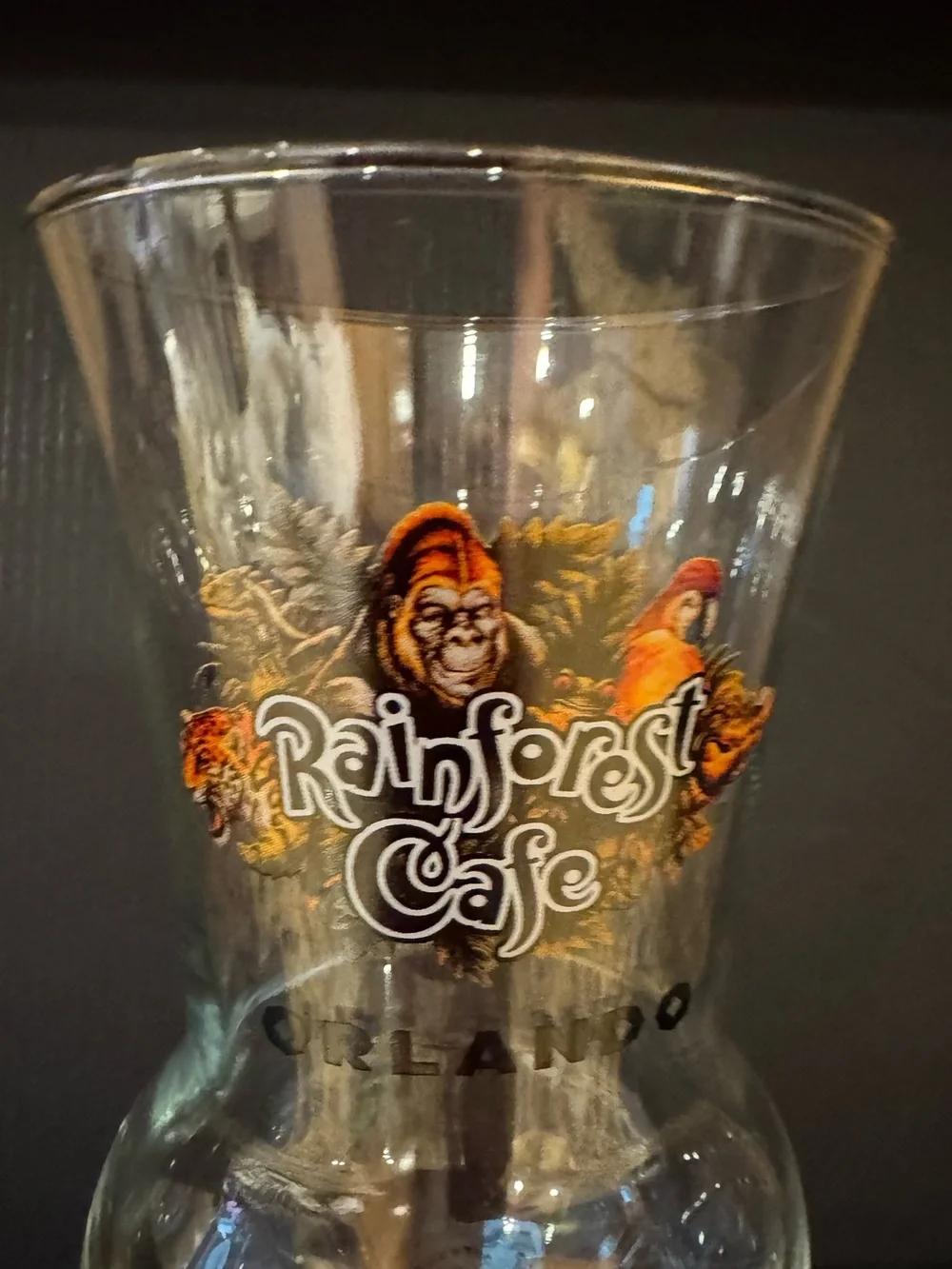 RAINFOREST Cafe Orlando Hurricane 8” Collectors Glass Disney Souvenir 16oz